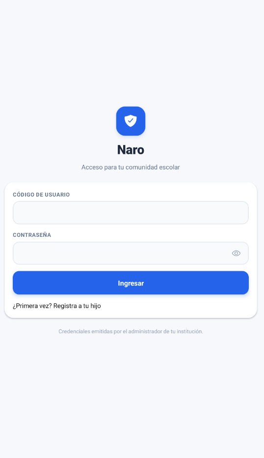 App de Naro — Inicio de sesión